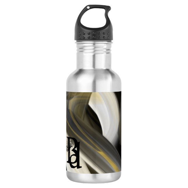 Tendência de Garrafa de Água Arte Abstrata Preto B (Frente)