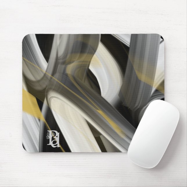 Tendência de Mousepad Arte Abstrata Preto Branco D (Com mouse)