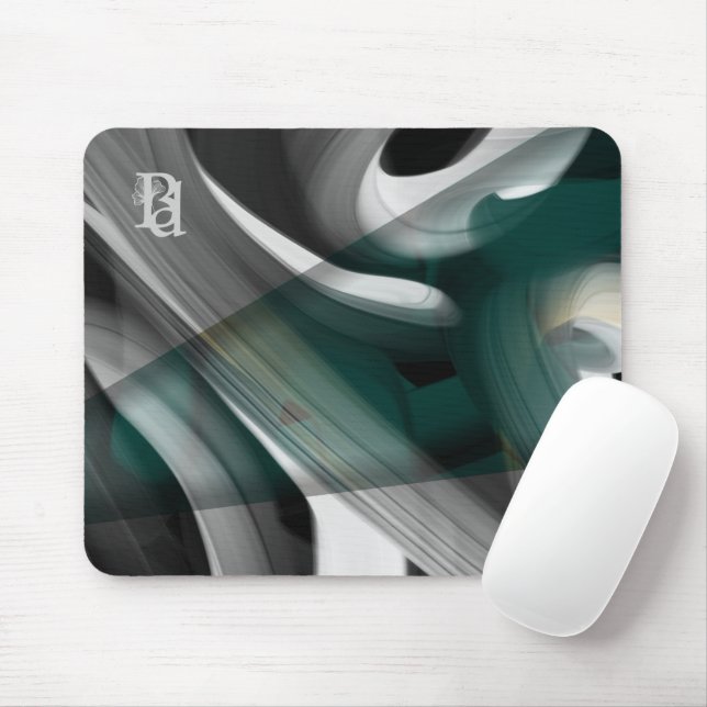 Tendência de Mousepad Arte Abstrata Preto Branco V (Com mouse)