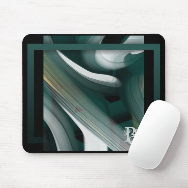 Tendência de Mousepad Arte Abstrata Preto Branco V (Com mouse)