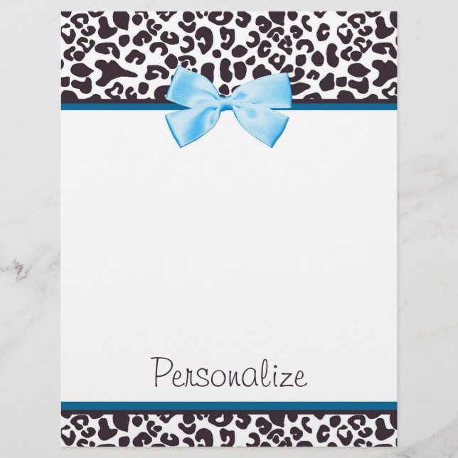 Tendência Leopard Impressão e Faixa Azul com Nome (Frente)