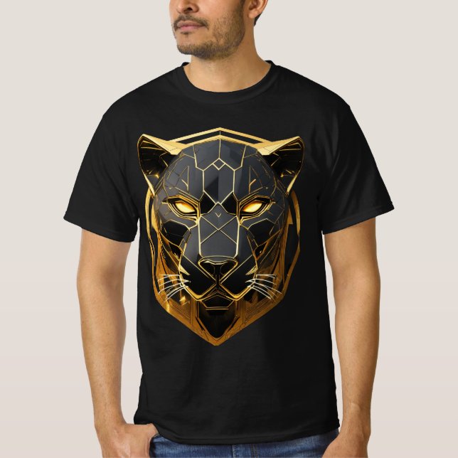 Tendência T-shirt Negra Panther design impresso Te (Frente)