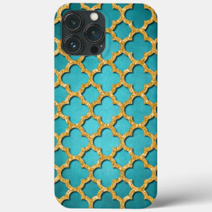 Tendência Teal Faux Tiny Dourada Glitter Mosaico