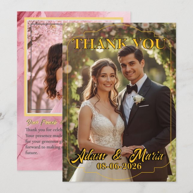 Tendências Modernas de Agradecimento de Casamento  (Frente/Verso)
