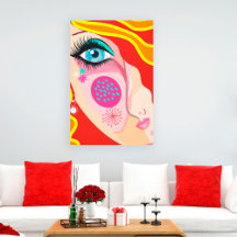 Tendy Abstrato Whimsical Artsy Face Canvas Olho