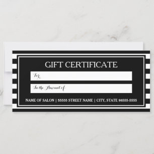 Tendy Black White Stripes Salon Gift Certificate