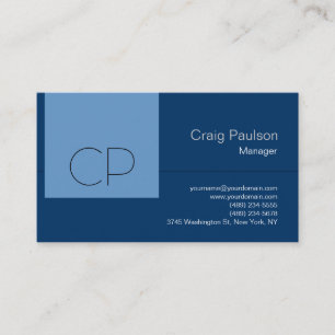 Tendy Blue Shades Moderno Monograma Cartão de visi