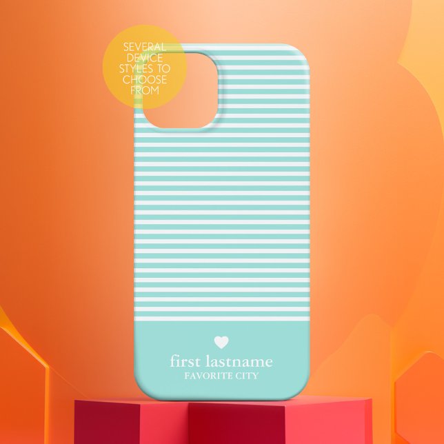 Tendy Stripes com Monograma do Coração em Escala S (Personalized Phone Case - Many Device Styles to Choose From)