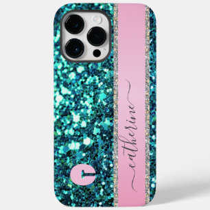 Tendy Teal Strip Glitter Monogramas