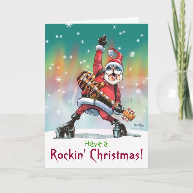 Tenha a, cartão de Natal de Rockin (Frente)