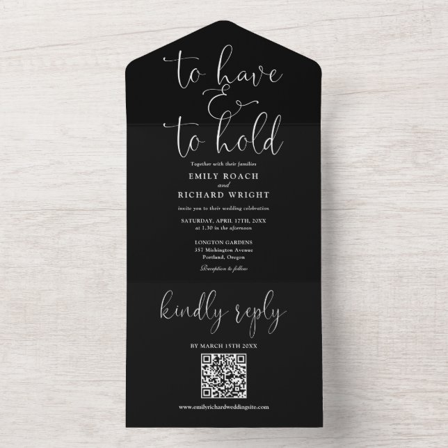 Tenha E Mantenha Código QR Casamento Preto E Branc (Interno)