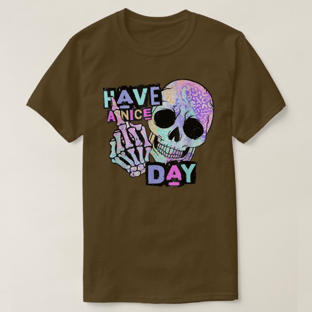 Tenha um bom dia Skull skeleton hand T-Shirt (Frente do Design)