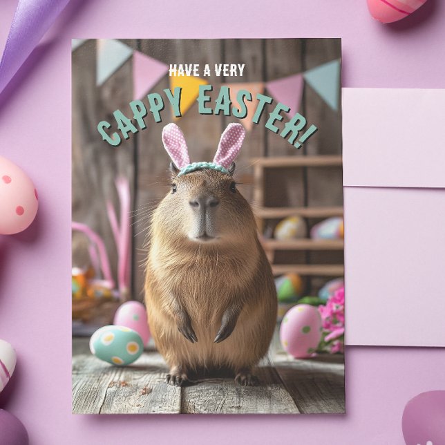 Tenha um cartão Cappy Páscoa Capybara (Hop into Easter with the coolest card in town! )