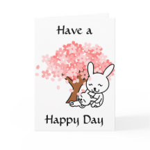 Tenha um dia feliz, coelhinhos bonitos sob cartão