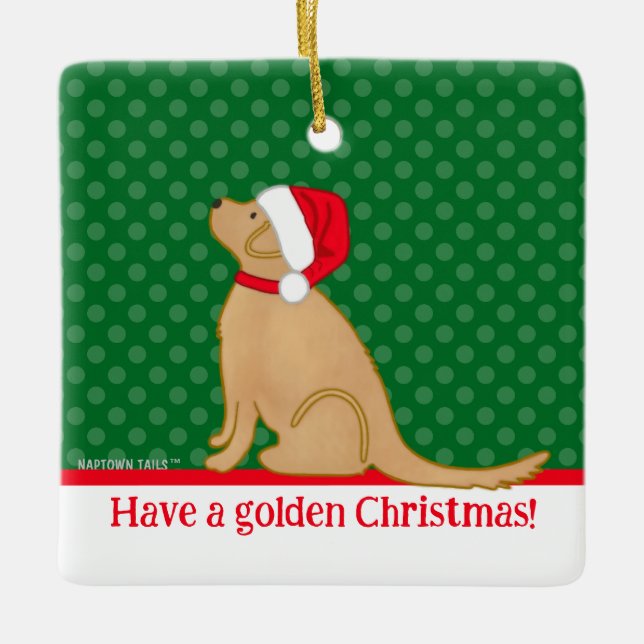Tenha um Enfeite Verde de Natal Dourado (Frente)