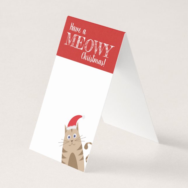 Tenha um gato engraçado com papais noeis de natal  (Frente)