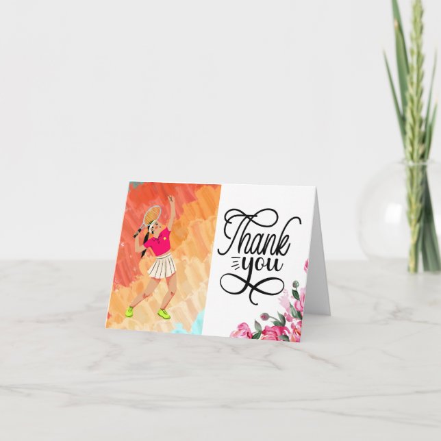 Tênis cartões de agradecimentos com jogador femini (Frente)