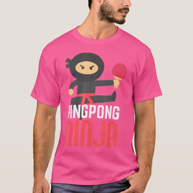 Tênis de Mesa de camisa Engraçado Ping Pong Ninja (Frente)