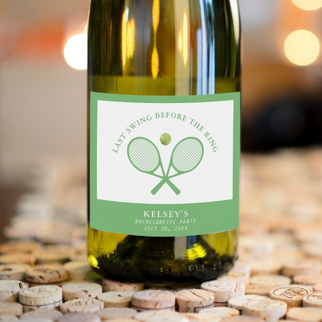 Tenis Solteira Último Balanço Antes do Anel (Tennis Bachelorette Last Swing Before the Ring Sparkling Wine Label
)