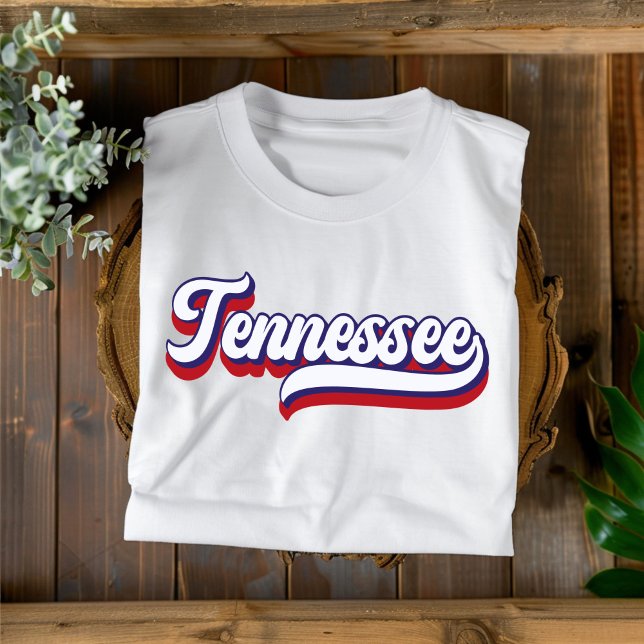Tennessee Vermelho Branco e Azul Camiseta com Letr (Criador carregado)
