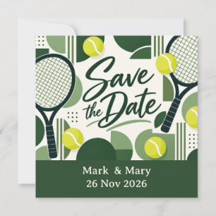 Tennis Salve a Data com Design de Raquete e Bola