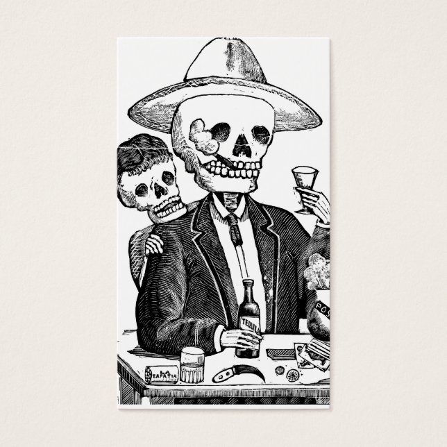 Tequila de Bebendo de esqueleto e fumaça, México (Frente)