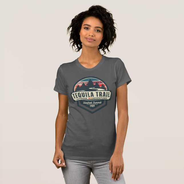 Tequila Trail T-shirt Engraçada Bebendo Tee Humor (Frente Completa)