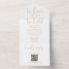 Ter E Manter Código QR Chic Casamento Dourado