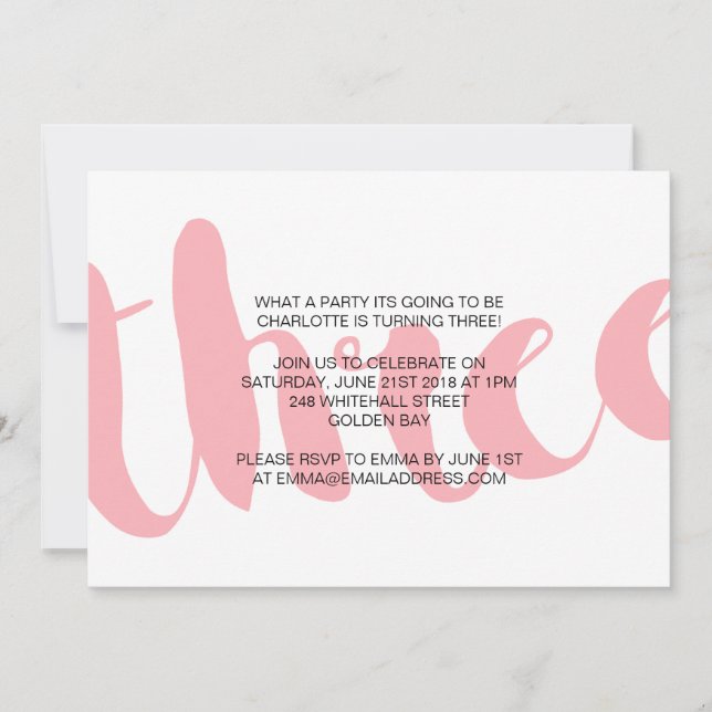 Terceiro Convite de aniversário da garota (Frente)