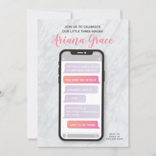 Terceiro Convite de Aniversário da Rapariga de Trê