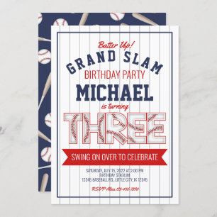 Terceiro Convite de Aniversário para Baseball