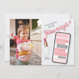 Terceiro Convite Foto de Aniversário da Menina de 