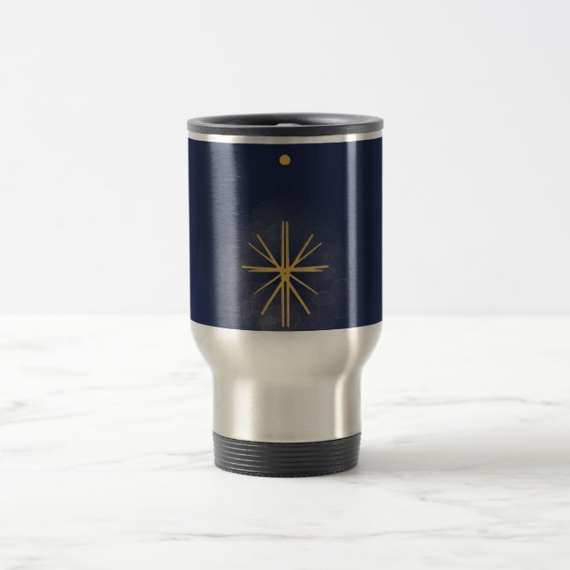 Térmica Azul elegante minimalista com caneca amarela (Centro)