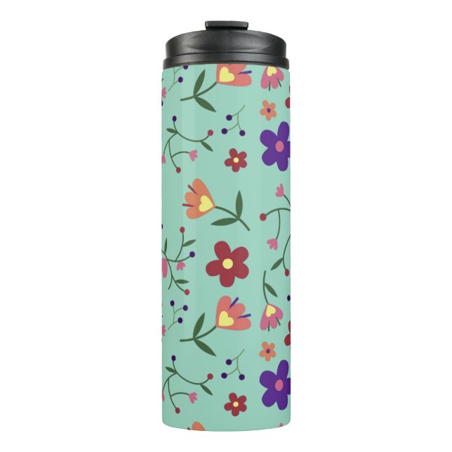 Térmica Bloom Buddy: Garrafa Floral de Água Divertida (Frente)