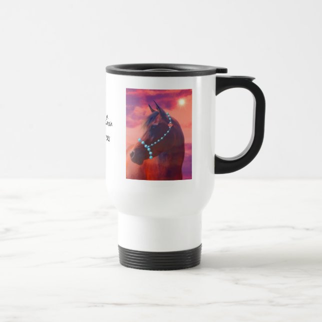 Térmica Caneca árabe do nascer do sol dos cavalos (Direita)