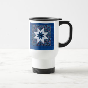 Térmica caneca azul da viagem ao trabalho da estrela da
