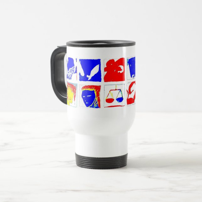 Térmica Caneca branca dos símbolos da astrologia (Frente Esquerda)