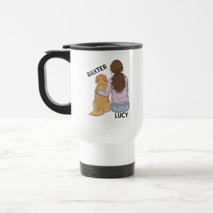 Térmica Caneca com Retrato Personalizado de Pet com Mulher
