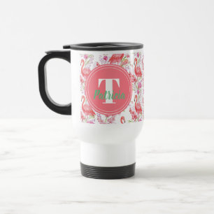 Térmica Caneca cor-de-rosa do monograma do teste padrão d