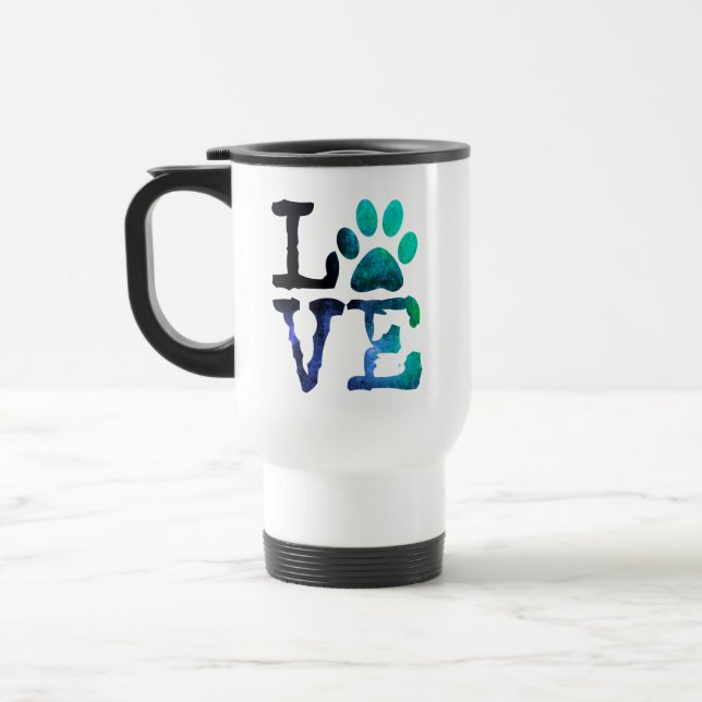 Térmica Caneca de café azul e branca do impressão da pata (Esquerda)