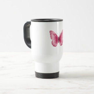 Térmica Caneca de Café Borboleta Aquarela Rosa Estética