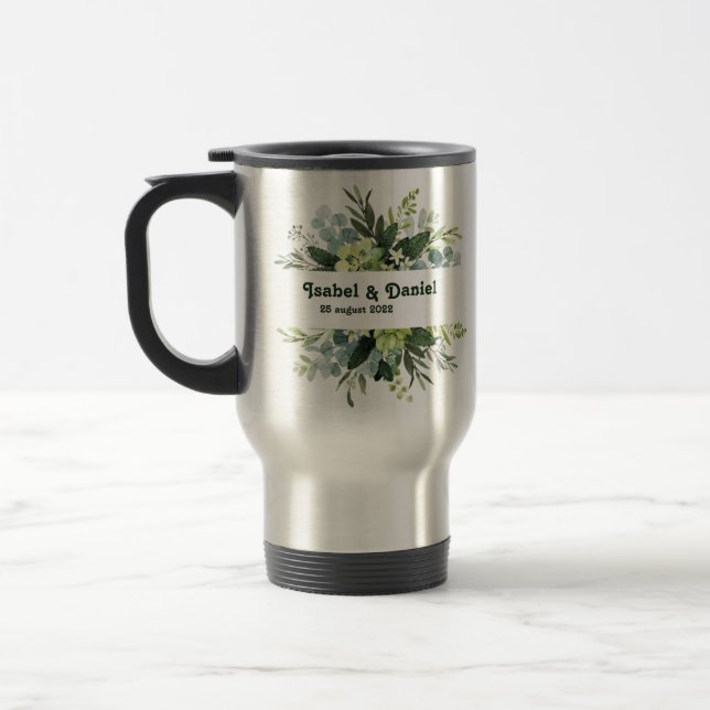 Térmica Caneca de Café com Nome Personalizado floral moder (Esquerda)