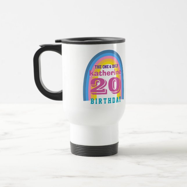 Térmica Caneca de Café de Aniversário Anual Arco-Íris Retr (Esquerda)