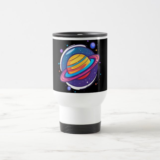 Térmica Caneca de Café do Planeta Saturno – Design Cósmico (Centro)