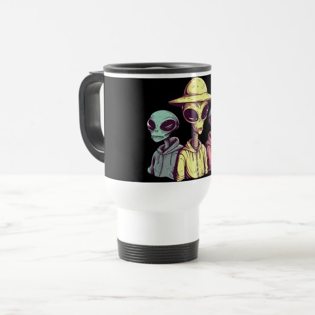 Térmica Caneca de Café Duo Alien – Ficção Científica Retro (Frente Esquerda)