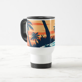 Térmica Caneca de Café Praia do Pôr do Sol Tropical – Palm
