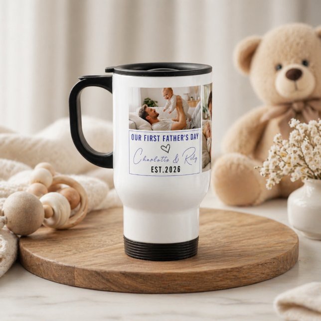 Térmica Caneca de Foto Personalizada – Nosso Primeiro Dia  (Personalized Photo Mug – Our First Father’s Day)