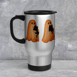 Térmica Caneca de Halloween de Fantasma Fofo e Gato Preto