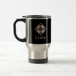 Térmica Caneca de Nome LINA Padrão Geométrico Moderno Ku