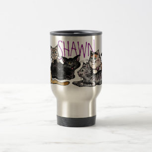 Térmica Caneca de viagem, gatos de beco felizes, nome